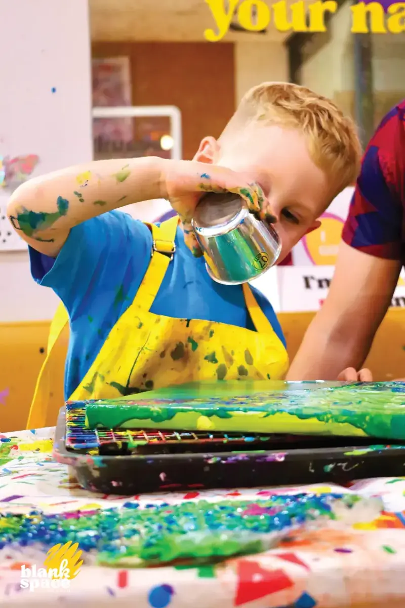 Toddler painting session at Blank Space Studio