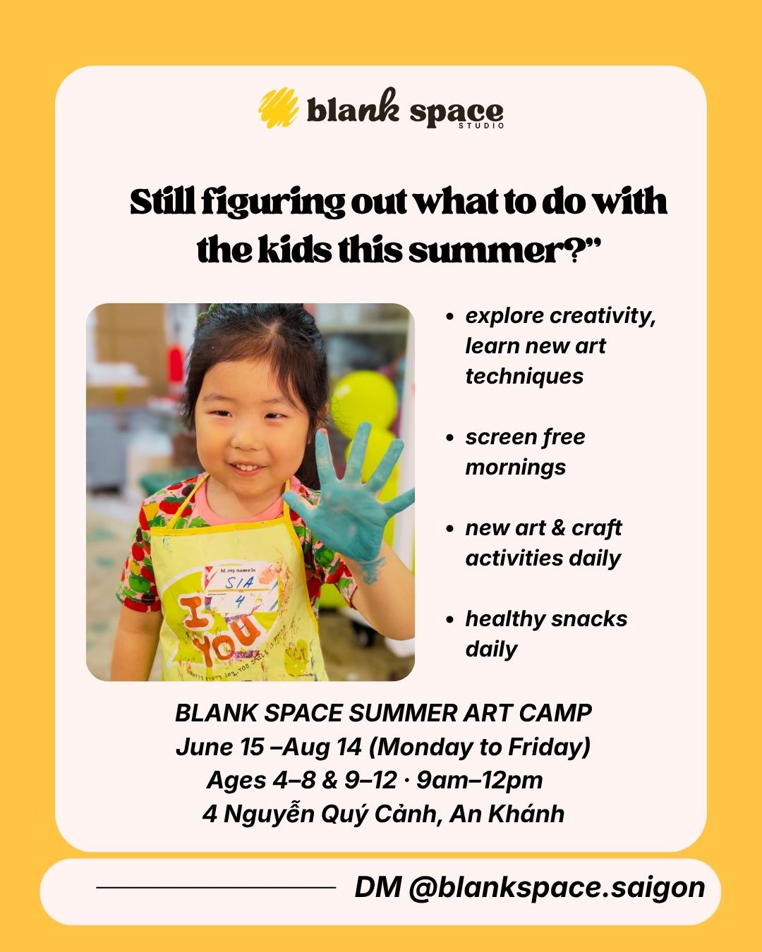 Kids at Blank Space holiday art camp in Saigon