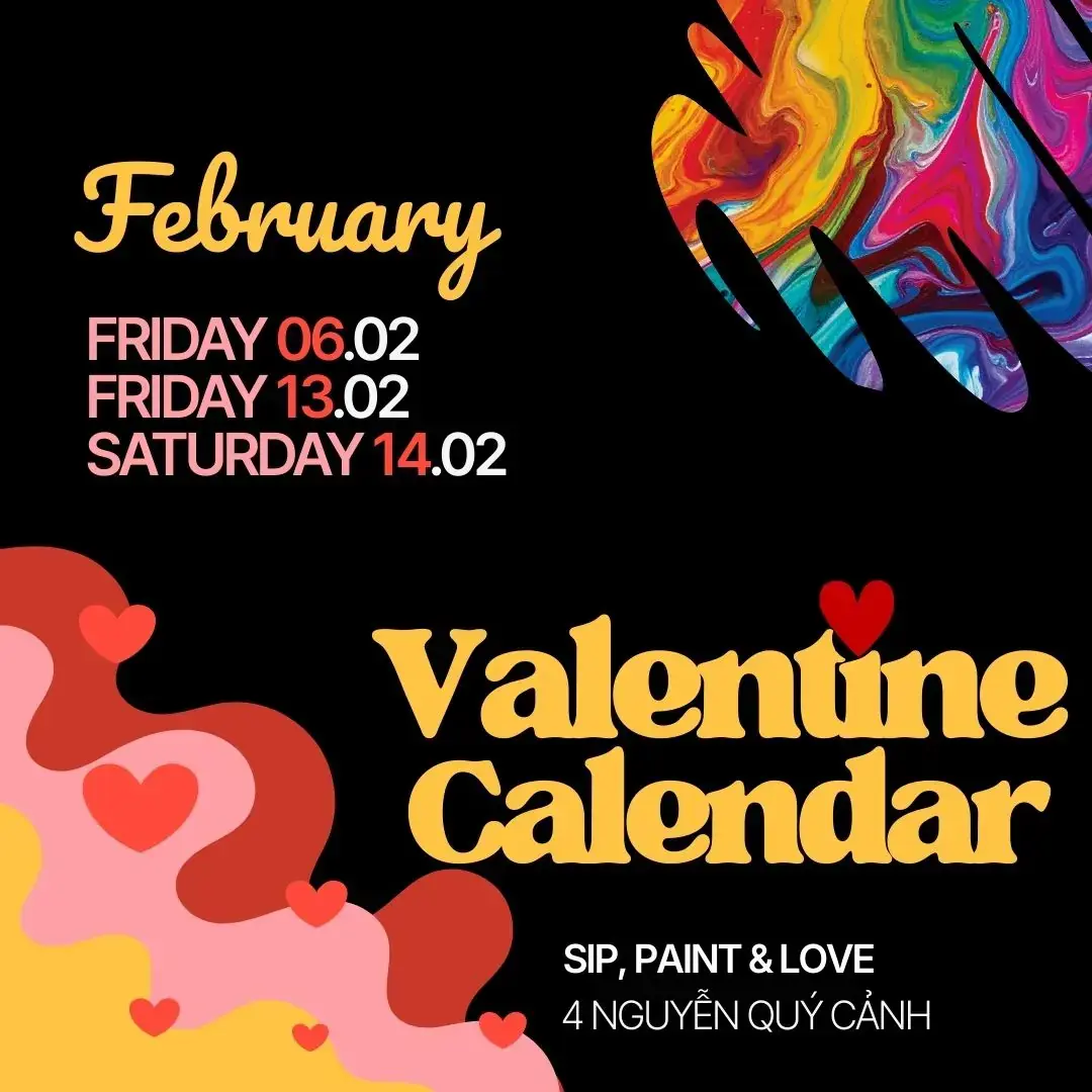 February Valentine Calendar - Sip, Paint & Love