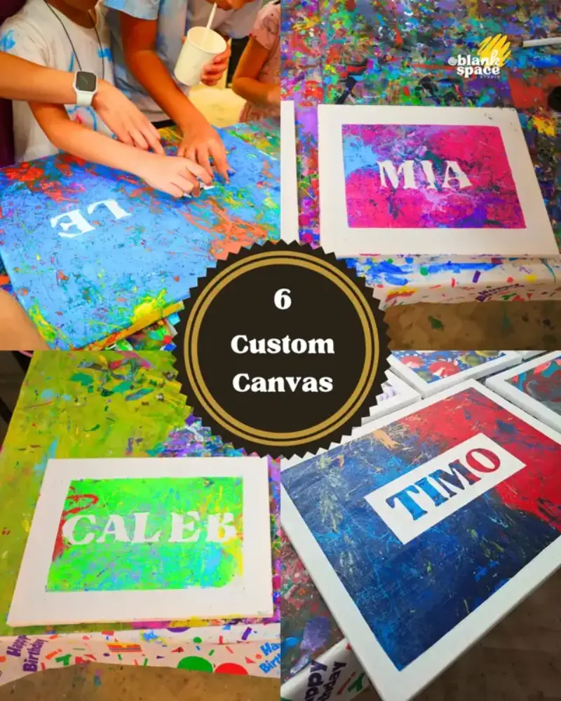 Canvas tên riêng do bé làm trong tiệc sinh nhật tại Blank Space Studio Saigon