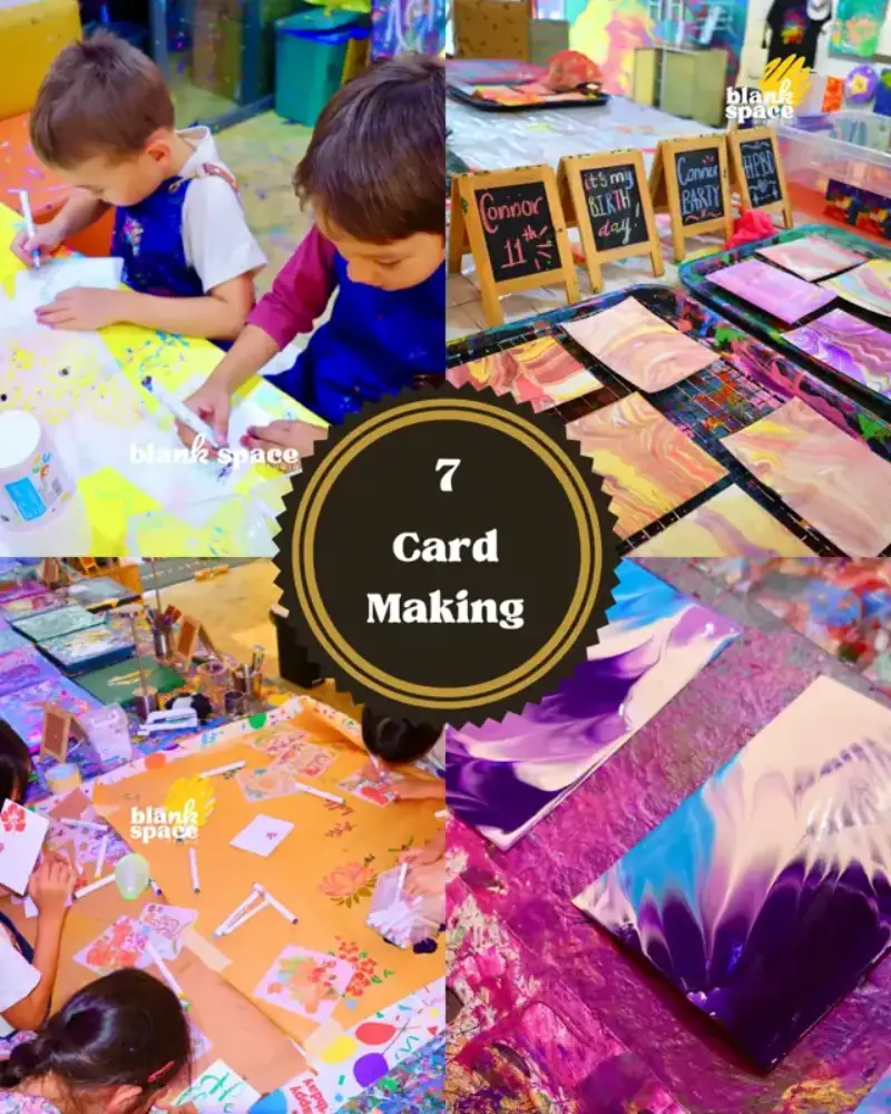Các bé làm thiệp handmade trong tiệc sinh nhật tại Blank Space Studio Saigon