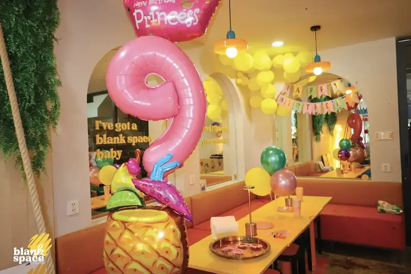 Birthday balloon decorations at Blank Space Studio Saigon