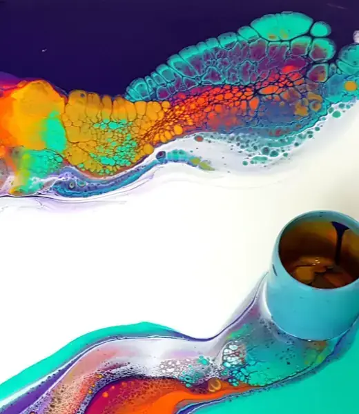Drag and drip acrylic pour artwork from Blank Space Studio Ho Chi Minh City