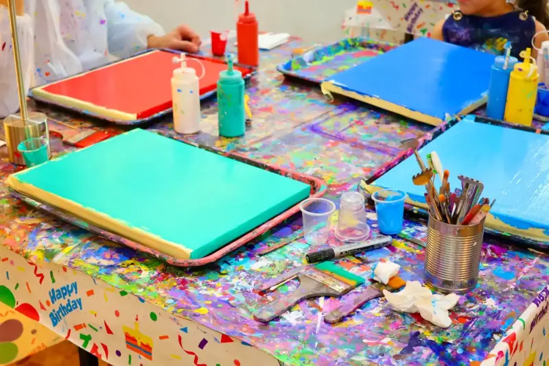 Individual canvases prepared per child in the private studio at Blank Space Studio Saigon