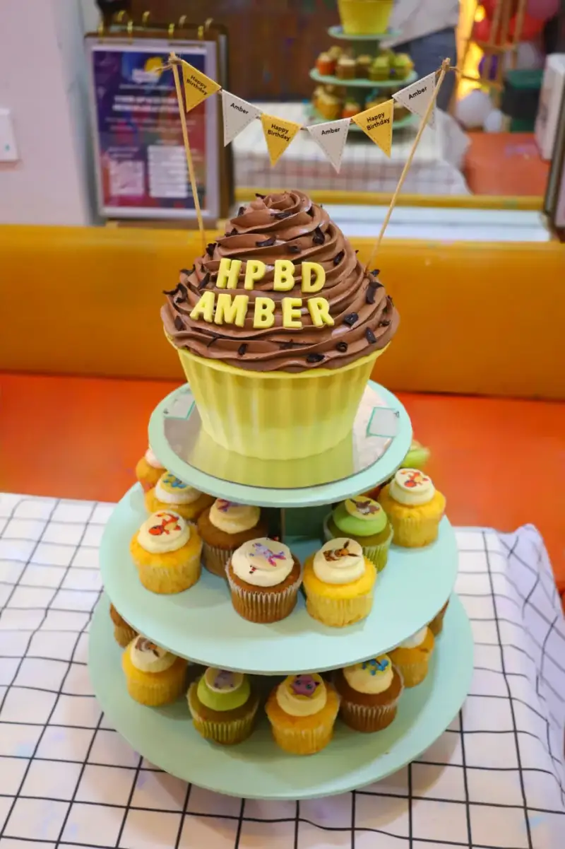 Personalised cupcake tower for a private studio celebration in Saigon