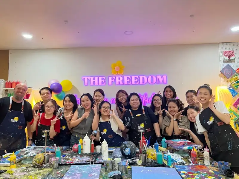 Team building group photo at Blank Space Studio Ho Chi Minh City