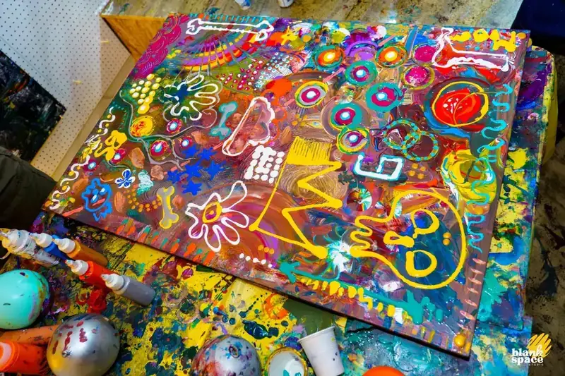Close-up of colorful abstract art from a team building event in Saigon